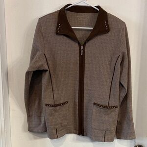 Allison Daley Taupe Utility Jacket with Stud Details